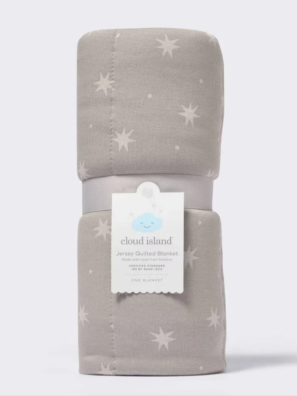Cloud Island Bamboo Rayon Jersey Quilted Baby Blanket Gray Stars 30x40 NWT